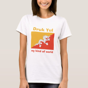 Camiseta de la bandera de Bután + mapa + texto