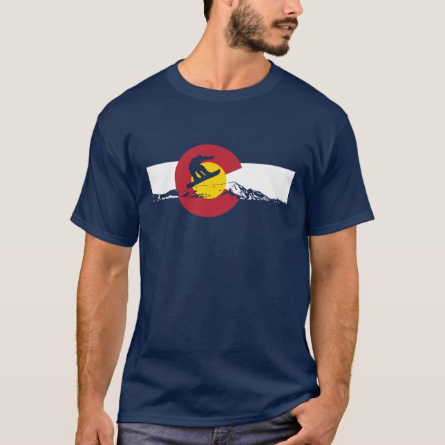 Camiseta de la bandera de Colorado - Snowboarder - (Anverso)