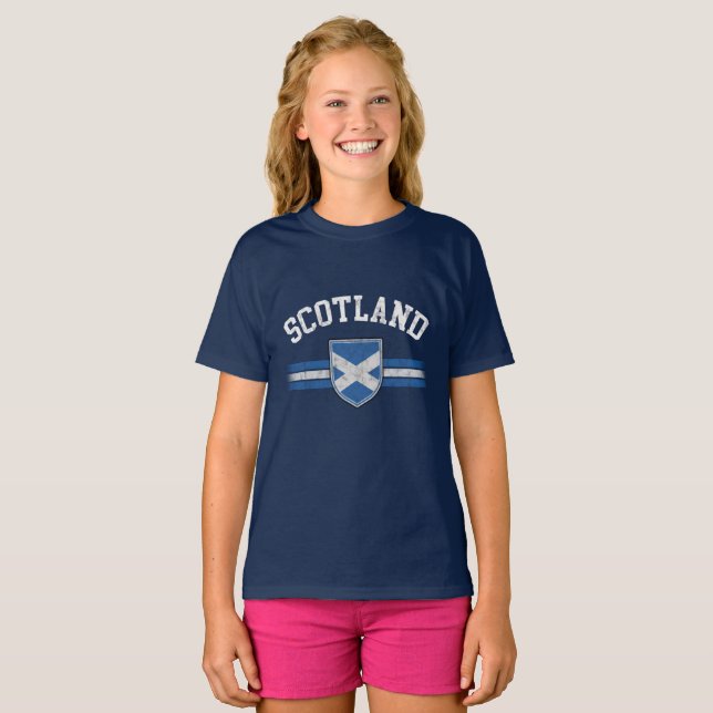 Camiseta de la bandera de Escocia de Grunge Worn L (Anverso completo)