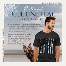 Camiseta de la bandera de línea azul desgastada