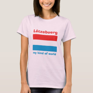 Camiseta de la bandera de Luxemburgo + mapa + text