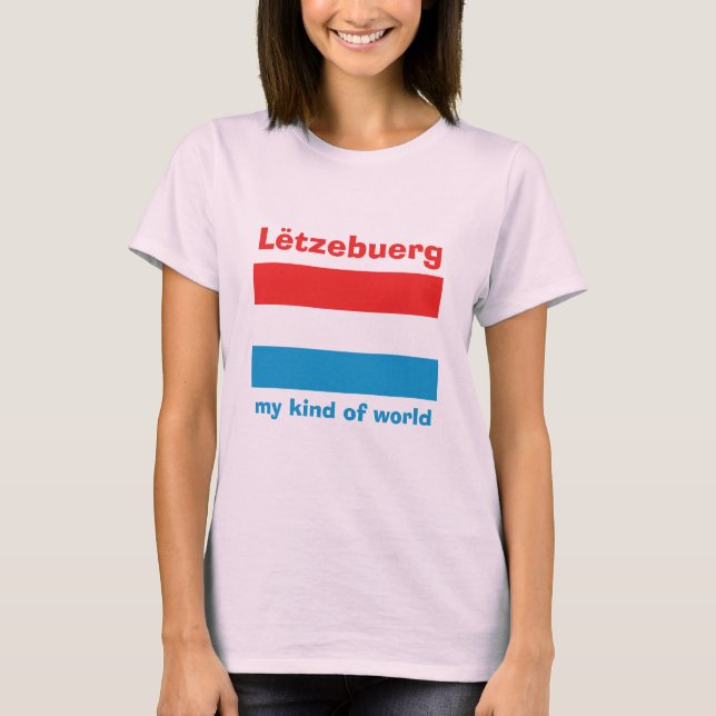 Camiseta de la bandera de Luxemburgo + mapa + text (Anverso)