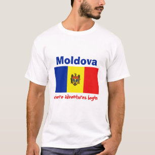 Camiseta de la bandera de Moldavia + mapa + texto