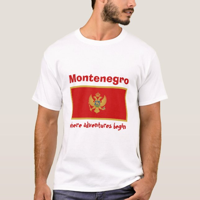 Camiseta de la bandera de Montenegro + mapa + text (Anverso)