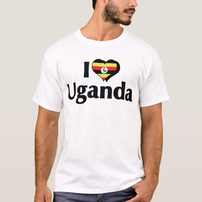Camiseta de la bandera de Uganda que amo (Anverso)