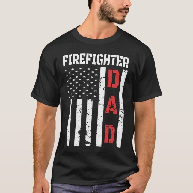 Camiseta de la bandera del bombero Regalo Día del  (Anverso)