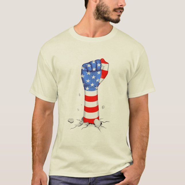 Camiseta de la bandera del puño de mano estadounid (Anverso)