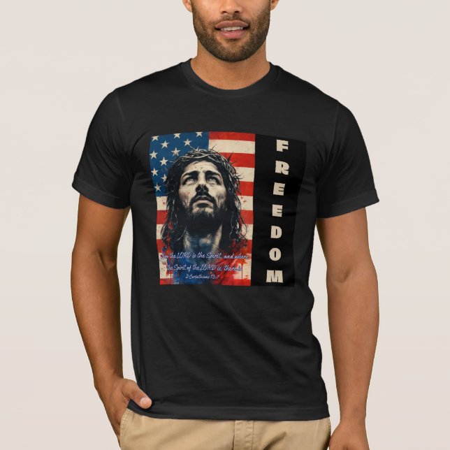 Camiseta de la bandera estadounidense de Jesús | 2 (Anverso)