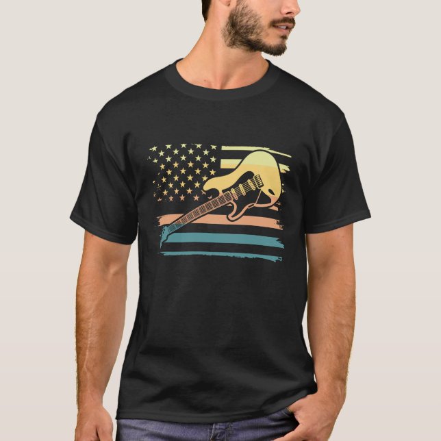 Camiseta de la bandera estadounidense de la guitar (Anverso)