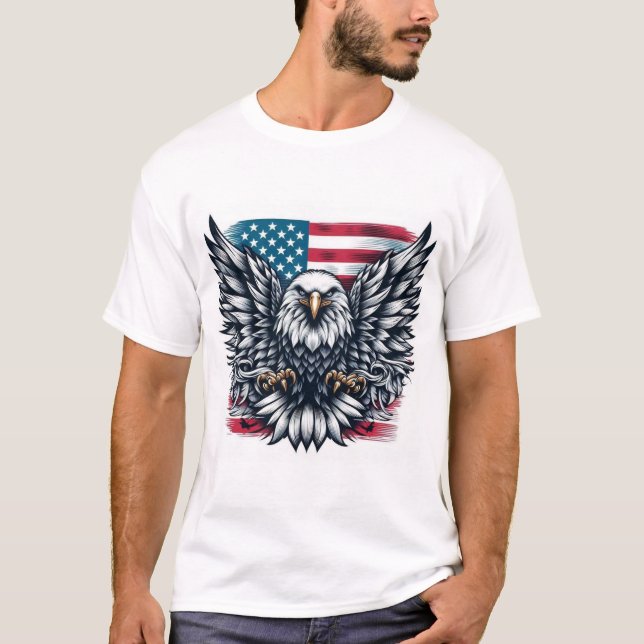 Camiseta de la bandera estadounidense del águila c (Anverso)