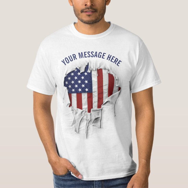 Camiseta de la bandera estadounidense destrozada,  (Anverso)