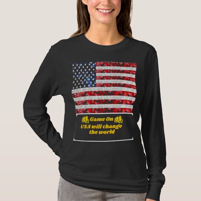 Camiseta de la bandera estadounidense Sequin (Anverso)