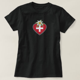 Camiseta de la bandera suiza del corazón de Edelwe