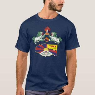 Camiseta de la bandera tibetana, leones de nieve,