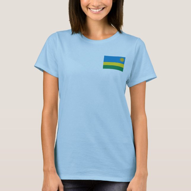 Camiseta de la bandera y el mapa de Ruanda (Anverso)