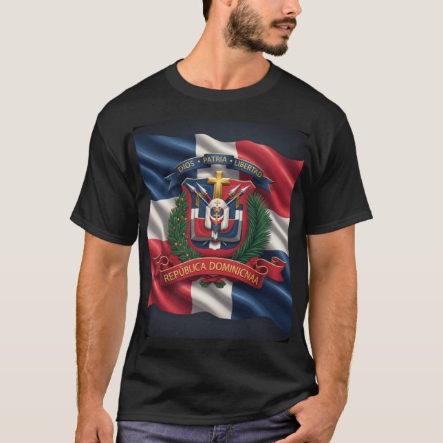 Camiseta de la Bandera y Escudo Dominicano (Anverso)