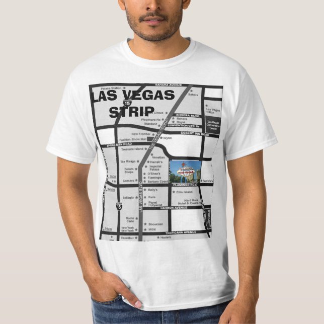 Camiseta Dé la bienvenida al mapa de tira de LAS VEGAS (Anverso)