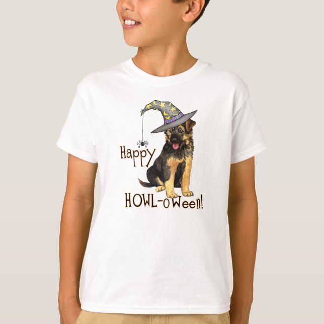Camiseta de la bruja del pastor alemán (Anverso)