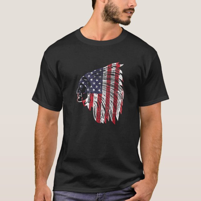 Camiseta de la cabeza de la india de la bandera de (Anverso)