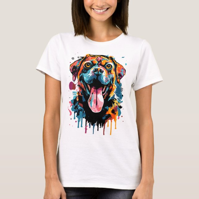 Camiseta de la cabeza de Rottweiler - Perro colori (Anverso)