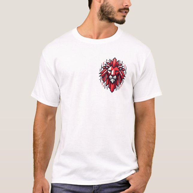 Camiseta de la cabeza del león geométrica - Fuerza (Anverso)