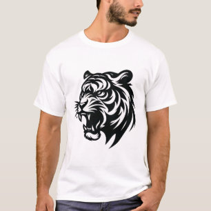 Camiseta de la cabeza del tigre blanco y negro fue