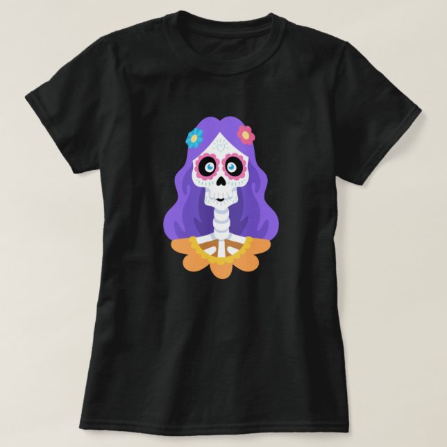 Camiseta de la Calavera de Azúcar en Halloween (Diseño del anverso)