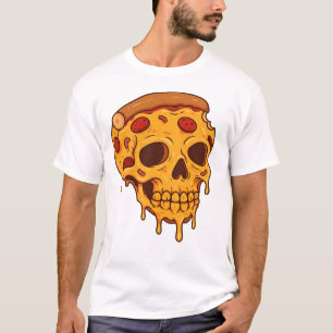 Camiseta De La Calavera De Pizza - Gracioso Skelet