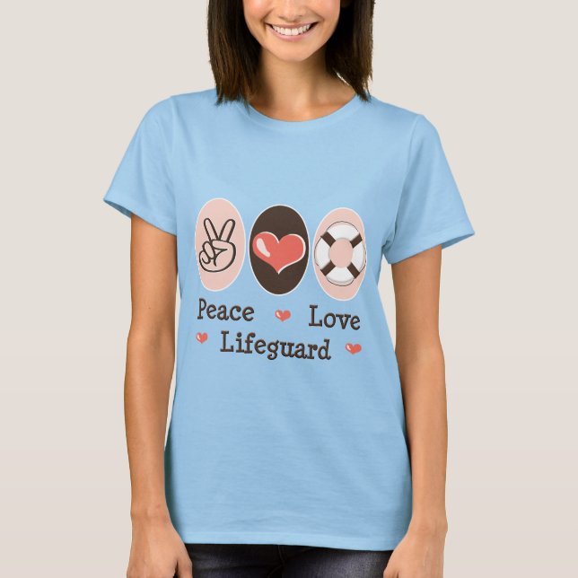 Camiseta de la camiseta de Peace Love Lifeguard Ri (Anverso)