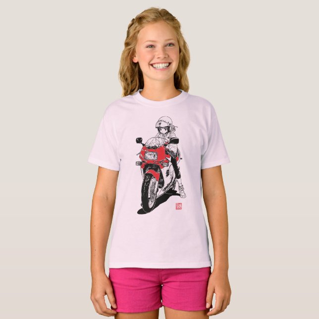 Camiseta de la camiseta del Chica del motor anime  (Anverso completo)