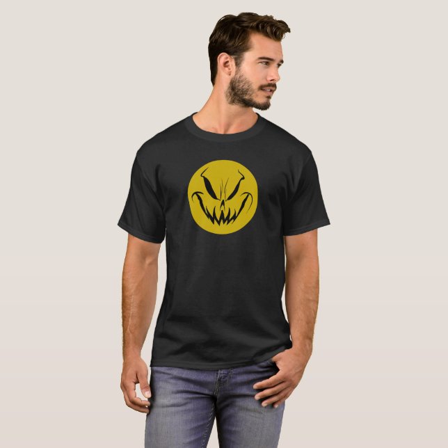 Camiseta de la cara de la calabaza sonriente del d (Anverso completo)