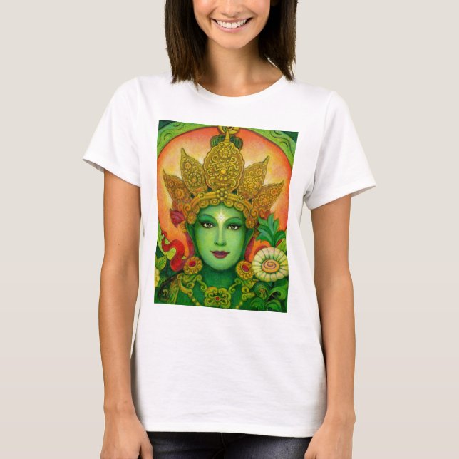 Camiseta de la cara de Tara verde de la diosa (Anverso)
