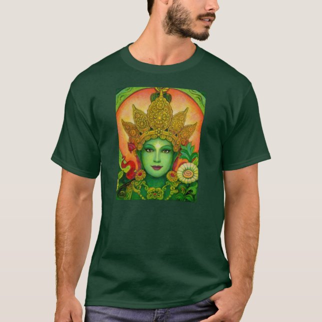Camiseta de la cara de Tara verde de la diosa (Anverso)