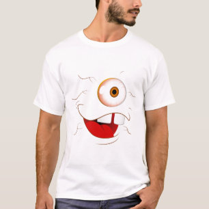 Camiseta de la cara feliz de los hombres con ojos