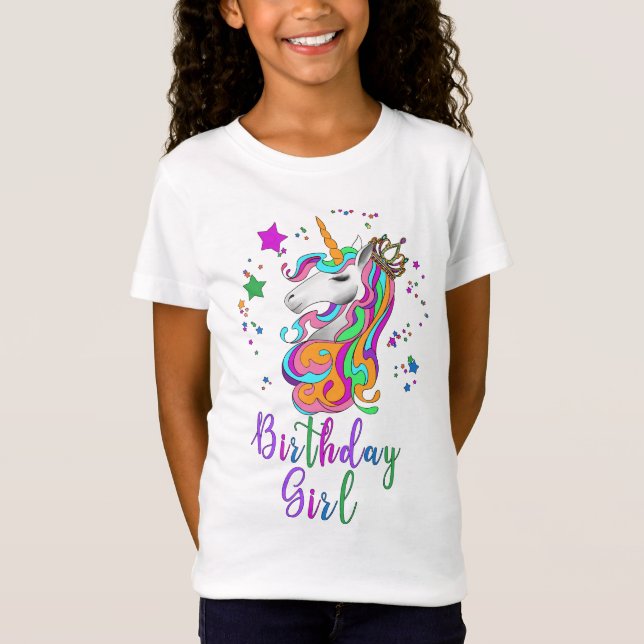 Camiseta de la Chica de cumpleaños de Unicornio (Anverso)