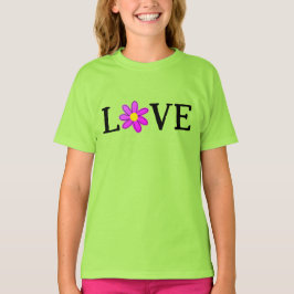 Camiseta de la chica de la flor de amor