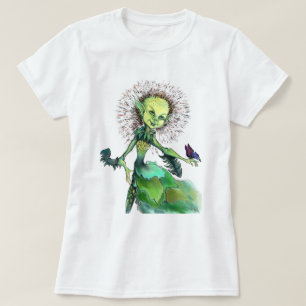 Camiseta de la chica diente de león y mariposa