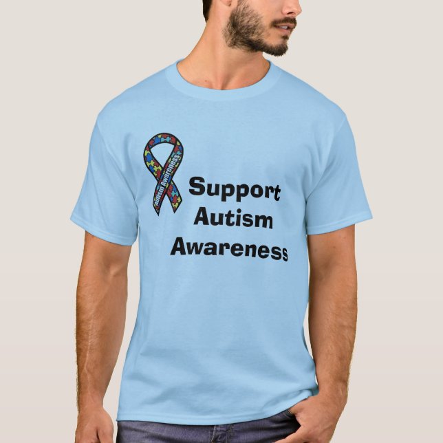 Camiseta de la cinta del autismo de la ayuda (Anverso)