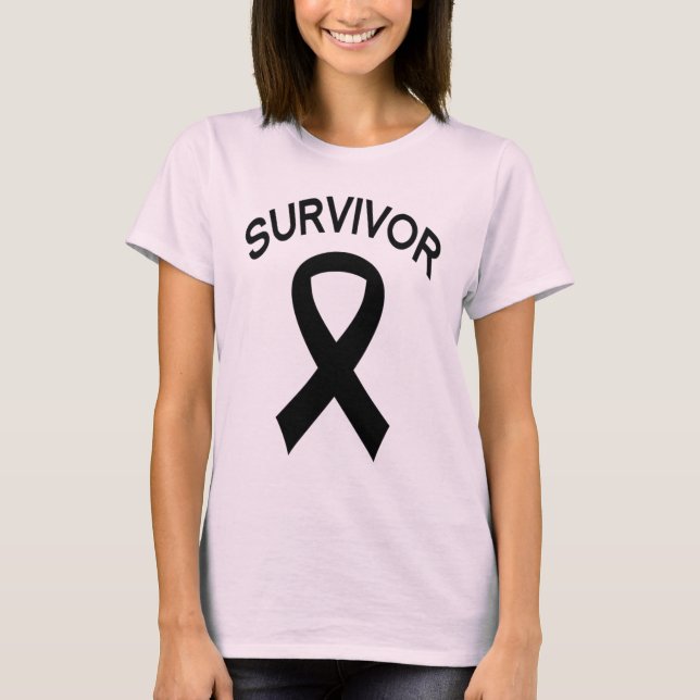 Camiseta de la cinta del negro del cáncer del (Anverso)