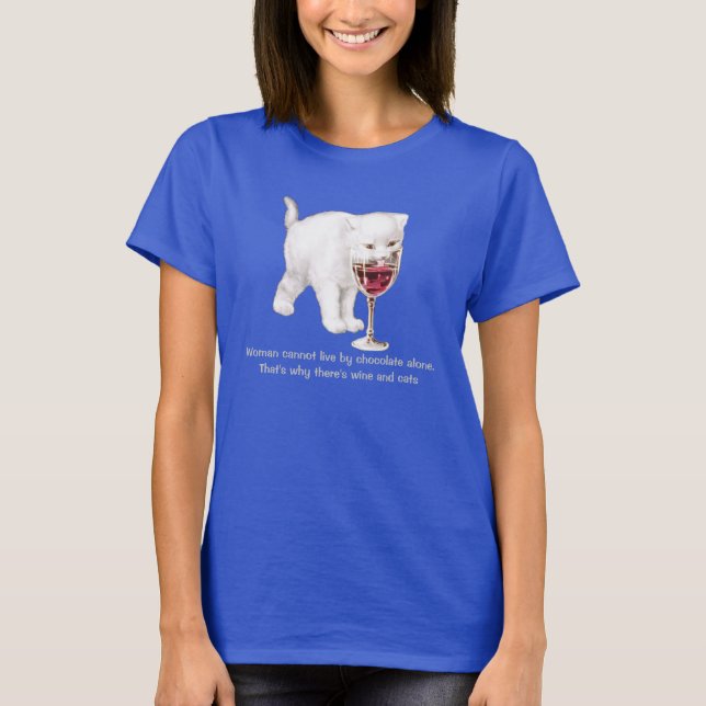 Camiseta de la cita del amante del vino y del gato (Anverso)