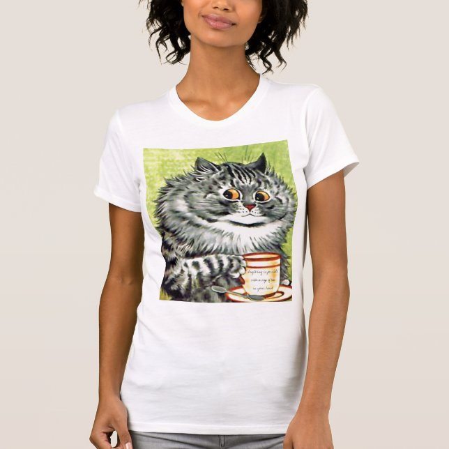 Camiseta de la cita del gato del té (Anverso)