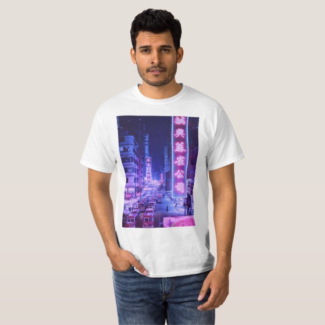 Camiseta de la ciudad de la noche de Vaporwave (Anverso completo)