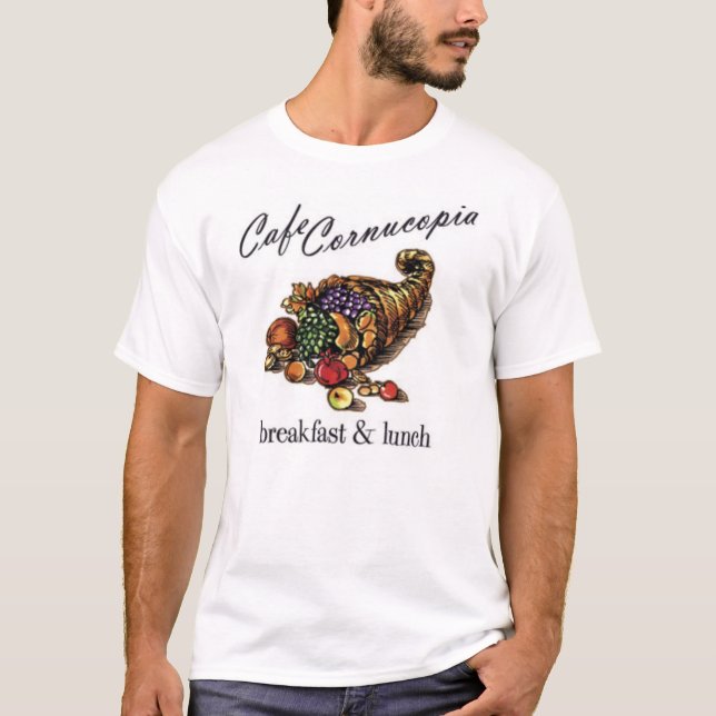 Camiseta de la cornucopia del café (Anverso)