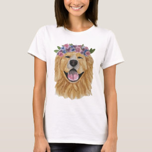 Camiseta de la corona de la flor del golden