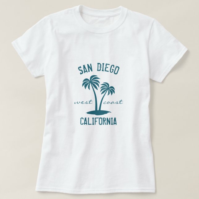 Camiseta de la costa oeste de San Diego California (Diseño del anverso)