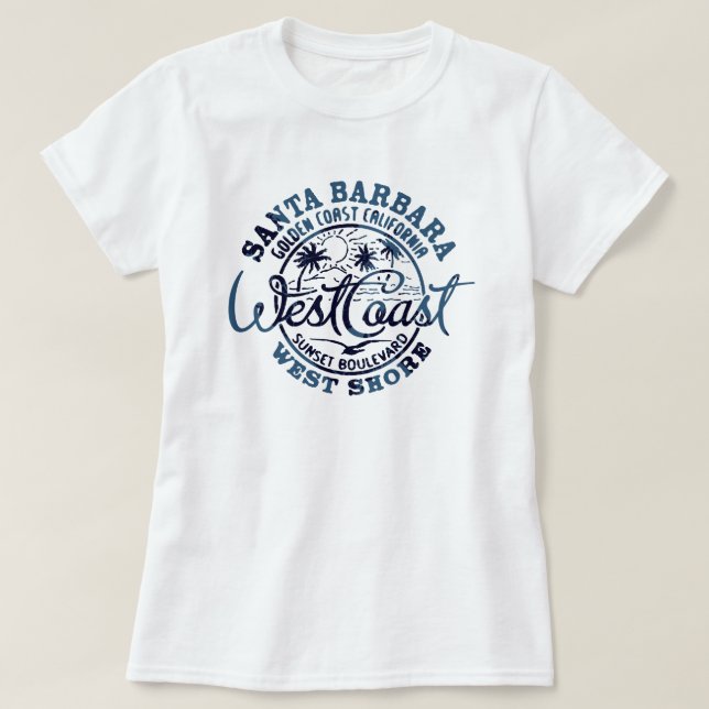 Camiseta de la costa oeste de Santa Bárbara para m (Diseño del anverso)