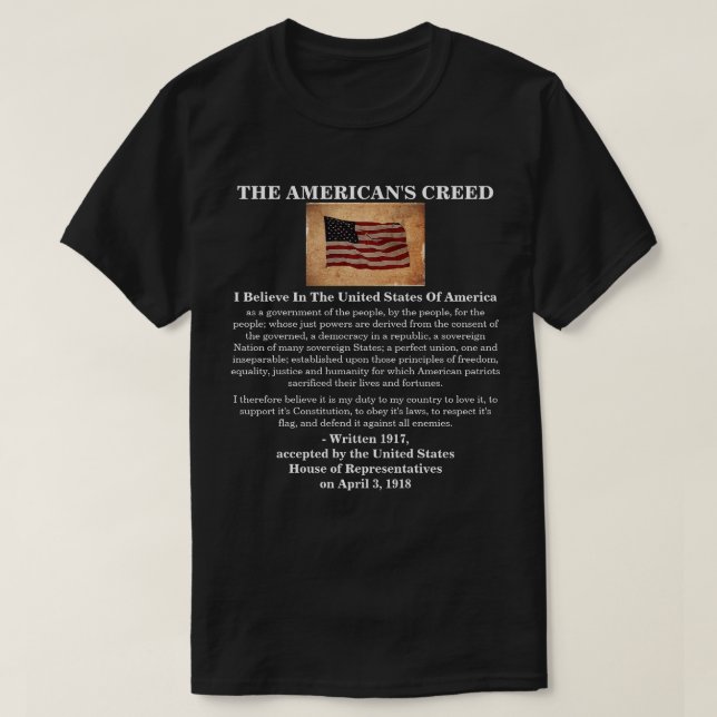 Camiseta DE LA CREED DE LOS ESTADOUNIDENSES (Diseño del anverso)