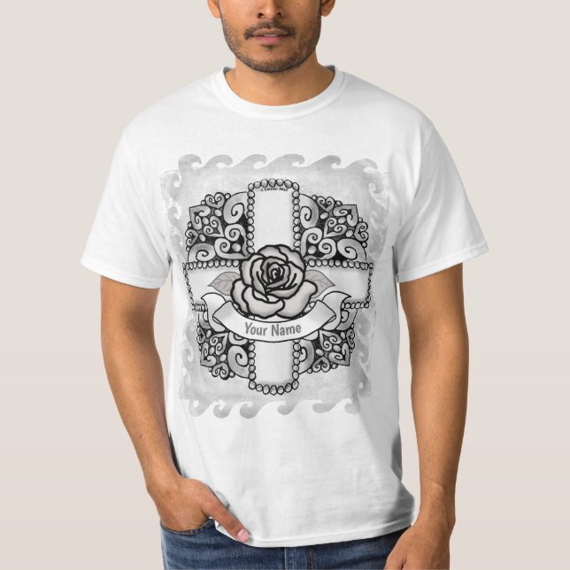 Camiseta de la Cruz Cristiana Rosa (Anverso)