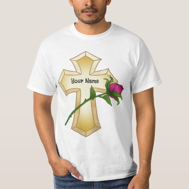 camiseta de la cruz cristiana Rosa (Anverso)