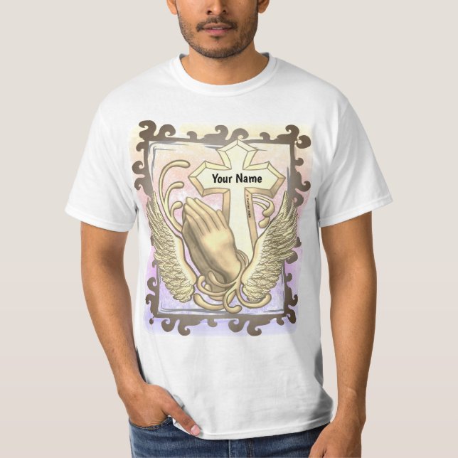 Camiseta de la Cruz de las Manos de Oración (Anverso)